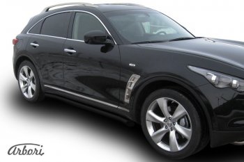 Защита штатных порогов Arbori (черная, d76 mm). INFINITI FX50 S51 дорестайлинг (2008-2011)