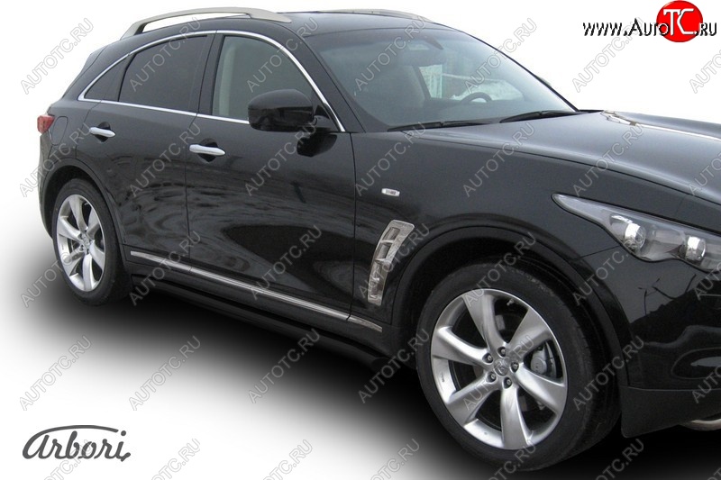 10 259 р. Защита штатных порогов Arbori (черная, d76 mm).  INFINITI FX35  S51 - FX50  S51  с доставкой в г. Кемерово