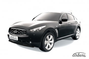 Защита переднего бампера Arbori (черная, 1 труба d76 mm). INFINITI FX50 S51 рестайлинг (2012-2014)