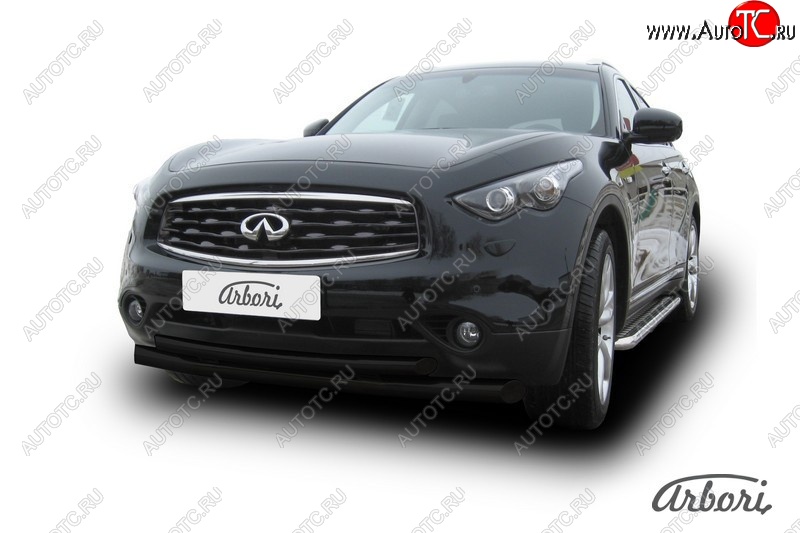 13 859 р. Защита переднего бампера Arbori (черная, 2 трубы d76 и 57 mm) INFINITI FX35 S51 дорестайлинг (2008-2011)  с доставкой в г. Кемерово