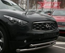 27 134 р. Защита переднего бампера двойная Souz-96 (d76/60) INFINITI FX50 S51 рестайлинг (2012-2014)  с доставкой в г. Кемерово. Увеличить фотографию 2