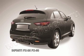 6 399 р. Защита заднего бампера из трубы d57 Slitkoff (короткая) INFINITI FX35 S51 дорестайлинг (2008-2011) (Цвет: серебристый)  с доставкой в г. Кемерово. Увеличить фотографию 1