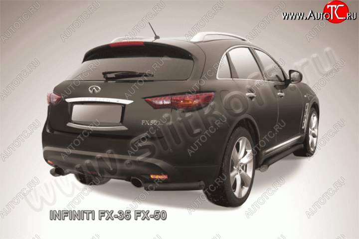 7 599 р. Защита заднего бампера из уголков d57 Slitkoff  INFINITI FX35  S51 - FX50  S51 (Цвет: серебристый)  с доставкой в г. Кемерово