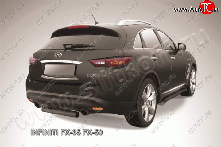 7 599 р. Защита заднего бампера из трубы d76 Slitkoff (короткая) INFINITI FX35 S51 дорестайлинг (2008-2011) (Цвет: серебристый)  с доставкой в г. Кемерово