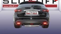 10 899 р. Защита заднего бампера из короткой трубы диаметром 76 мм Slitkoff INFINITI FX35 S51 дорестайлинг (2008-2011) (Нержавейка, Полированная)  с доставкой в г. Кемерово. Увеличить фотографию 1