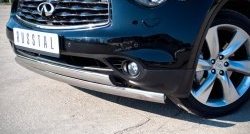 18 549 р. Защита переднего бампера (2 трубыØ75х42 мм, нержавейка) Russtal INFINITI QX70 S51 (2013-2020)  с доставкой в г. Кемерово. Увеличить фотографию 3