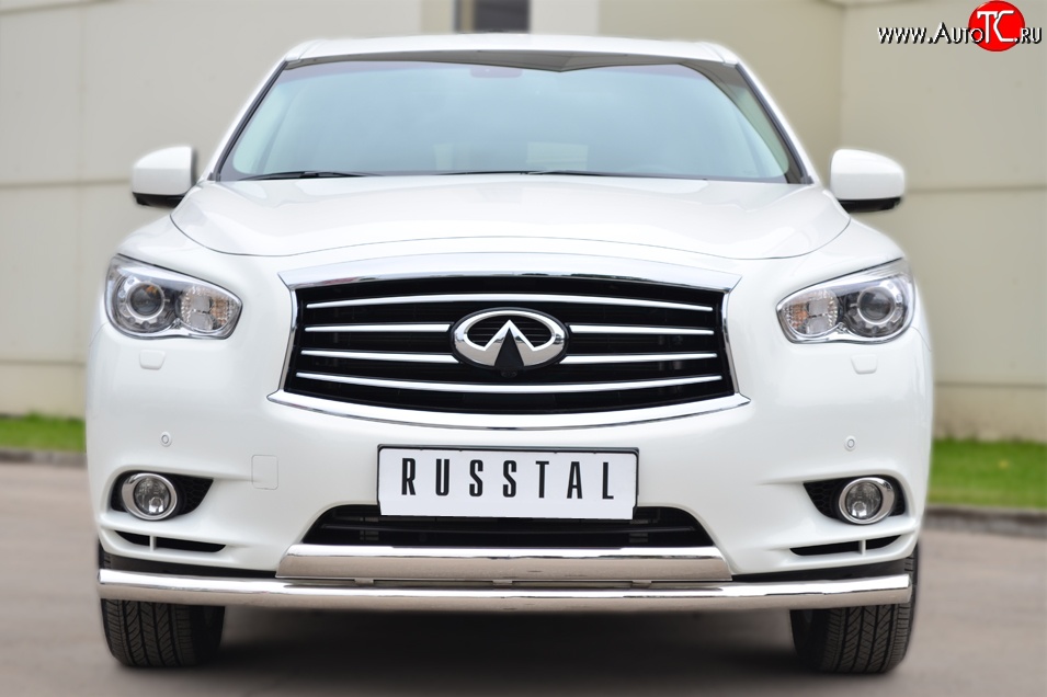 12 999 р. Защита переднего бампера (2 трубыØ75х42 и 63 мм, нержавейка) Russtal INFINITI JX35 (2012-2014)  с доставкой в г. Кемерово