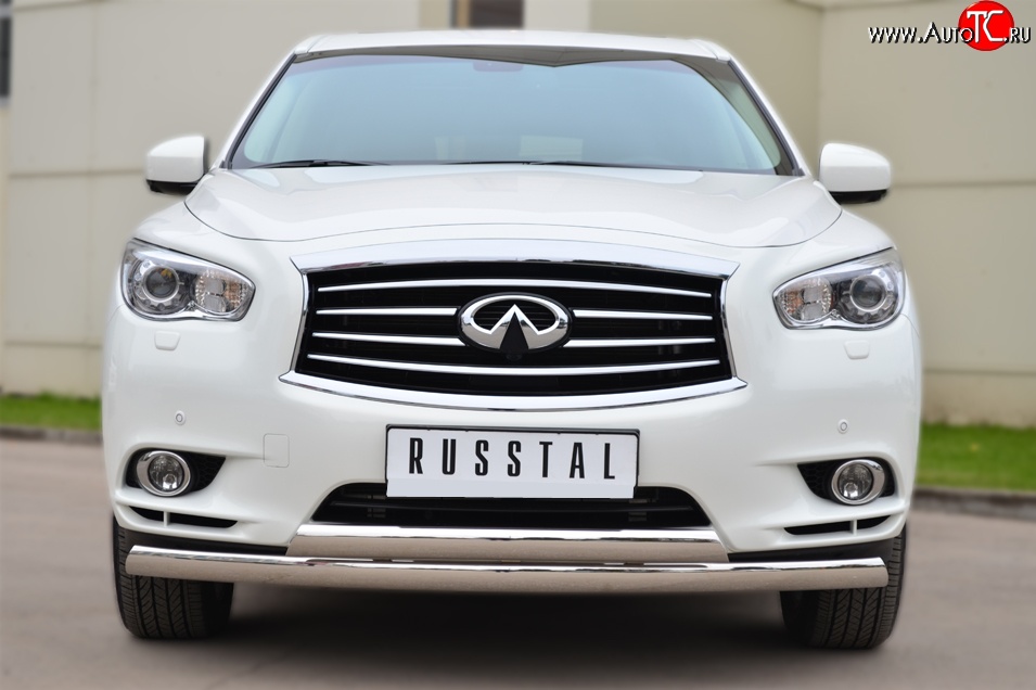 16 849 р. Защита переднего бампера (2 трубыØ75х42 мм, нержавейка) Russtal INFINITI JX35 (2012-2014)  с доставкой в г. Кемерово