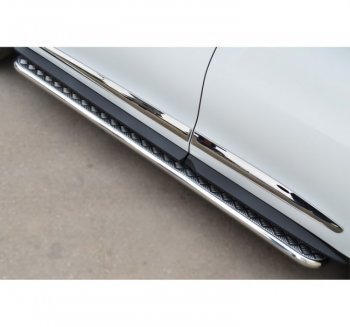 Широкая защита порогов с трубой диаметром 42 мм SLITKOFF v3 INFINITI JX35 - QX60  L50