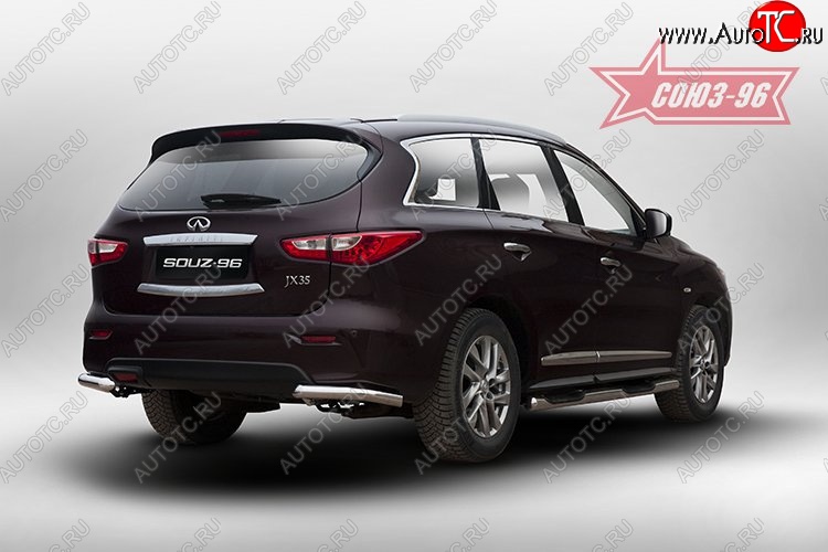14 264 р. Защита заднего бампера из двух боковых уголков Souz-96 (d 60) INFINITI QX60 L50 дорестайлинг (2013-2016)  с доставкой в г. Кемерово