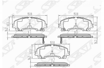 1 249 р. Комплект передних тормозных колодок SAT  INFINITI Q50  V37 (2013-2021), Nissan X-trail  3 T32 (2013-2018)  с доставкой в г. Кемерово. Увеличить фотографию 1