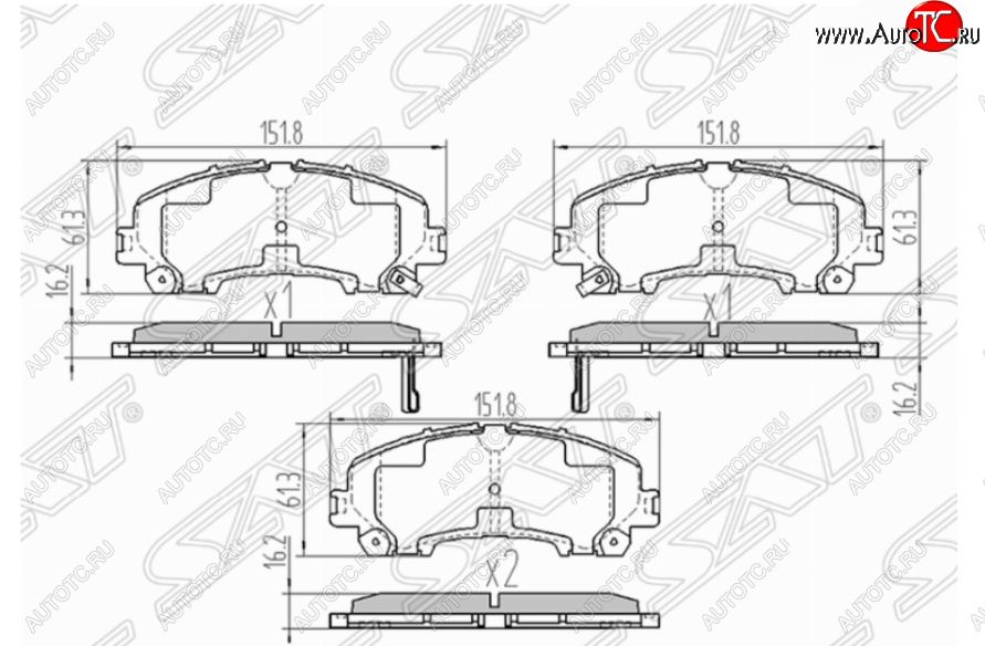 1 249 р. Комплект передних тормозных колодок SAT INFINITI Q50 V37 дорестайлинг (2013-2017)  с доставкой в г. Кемерово