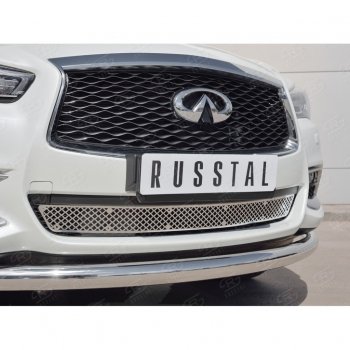 4 849 р. Решетка радиатора Russtal лист (нерж) INFINITI QX60 L50 рестайлинг (2016-2021) (Неокрашенная)  с доставкой в г. Кемерово. Увеличить фотографию 2