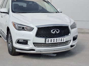 20 649 р. Защита переднего бампера (2 трубыØ63 и 42 мм, нержавейка) SLITKOFF  INFINITI QX60  L50 (2016-2021) рестайлинг  с доставкой в г. Кемерово. Увеличить фотографию 1