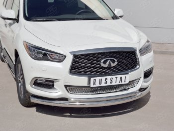 20 999 р. Защита заднего бампера (Ø76 и 42 мм, нержавейка) SLITKOFF  INFINITI QX60  L50 (2016-2021) рестайлинг  с доставкой в г. Кемерово. Увеличить фотографию 1