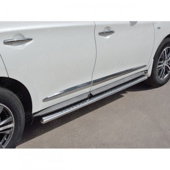 19 399 р. Порожки для ног (труба Ø75х42 овал с проступью) Russtal INFINITI QX60 L50 рестайлинг (2016-2021)  с доставкой в г. Кемерово. Увеличить фотографию 2