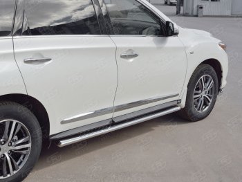 19 399 р. Порожки для ног (труба Ø75х42 овал с проступью) Russtal INFINITI QX60 L50 рестайлинг (2016-2021)  с доставкой в г. Кемерово. Увеличить фотографию 3