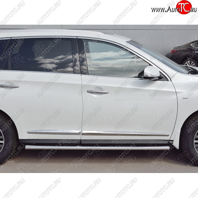 19 399 р. Порожки для ног (труба Ø75х42 овал с проступью) Russtal INFINITI QX60 L50 рестайлинг (2016-2021)  с доставкой в г. Кемерово
