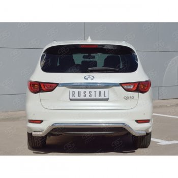 18 699 р. Защита заднего бампера (Ø63 мм волна, нержавейка) SLITKOFF  INFINITI QX60  L50 (2016-2021) рестайлинг  с доставкой в г. Кемерово. Увеличить фотографию 3