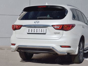 Защита заднего бампера (Ø63 мм волна, нержавейка) SLITKOFF INFINITI QX60  L50 (2016-2021) рестайлинг