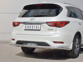 22 949 р. Защита заднего бампера (Ø63 мм с надписью, нержавейка) SLITKOFF  INFINITI QX60  L50 (2016-2021) рестайлинг  с доставкой в г. Кемерово. Увеличить фотографию 3