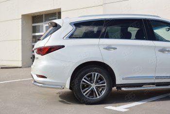 Защита заднего бампера (Ø63 мм уголки, нержавейка) SLITKOFF INFINITI QX60  L50 (2016-2021) рестайлинг