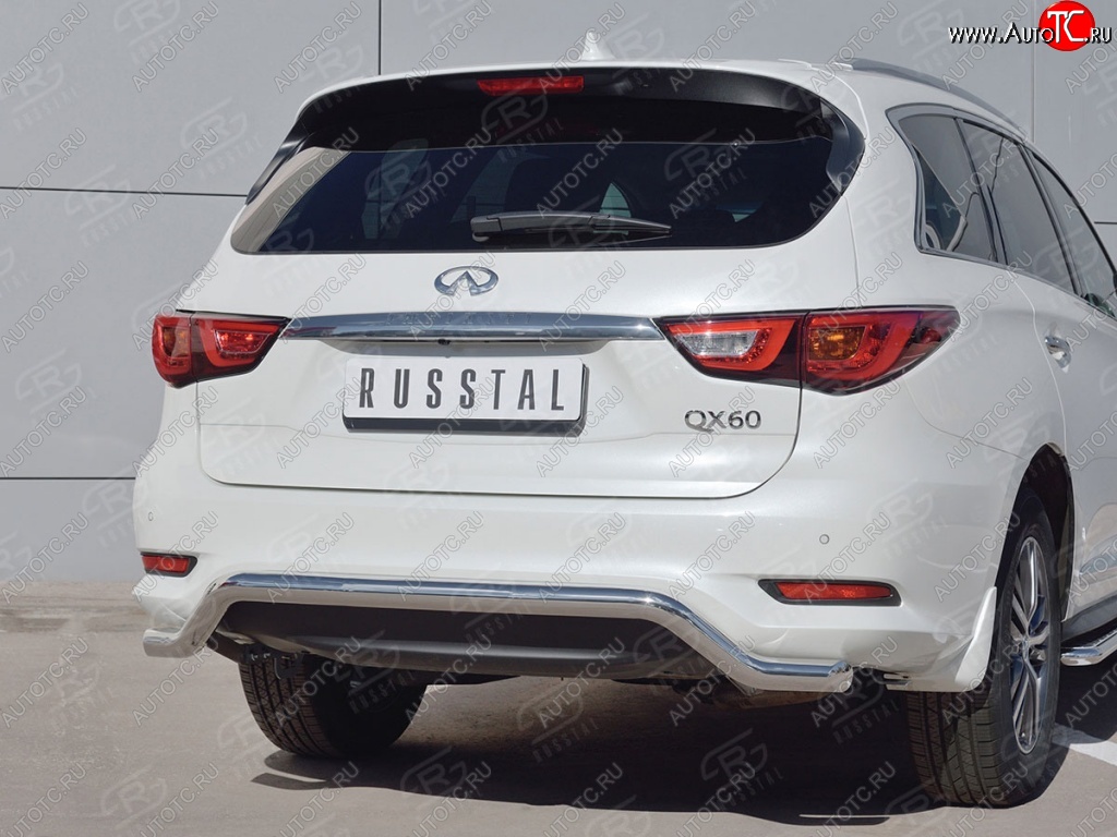 18 699 р. Защита заднего бампера (Ø63 мм волна, нержавейка) SLITKOFF  INFINITI QX60  L50 (2016-2021) рестайлинг  с доставкой в г. Кемерово