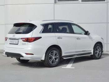 Защита заднего бампера (Ø76 мм уголки, нержавейка) SLITKOFF INFINITI QX60  L50 (2016-2021) рестайлинг