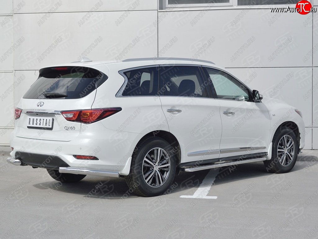 15 449 р. Защита заднего бампера (Ø76 мм уголки, нержавейка) SLITKOFF  INFINITI QX60  L50 (2016-2021) рестайлинг  с доставкой в г. Кемерово