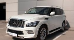 13 999 р. Защита переднего бампера (Ø75х42 мм, нержавейка) Russtal INFINITI QX80 Z62 1-ый рестайлинг (2014-2018)  с доставкой в г. Кемерово. Увеличить фотографию 4