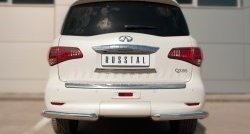 Защита заднего бампера (Ø76 мм уголки, нержавейка) SLITKOFF INFINITI QX80  Z62 (2014-2018) 1-ый рестайлинг