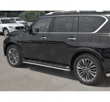 16 549 р. Защита порогов (Ø42 мм, нержавейка) SLITKOFF INFINITI QX80 Z62 2-ой рестайлинг (2018-2024)  с доставкой в г. Кемерово. Увеличить фотографию 2