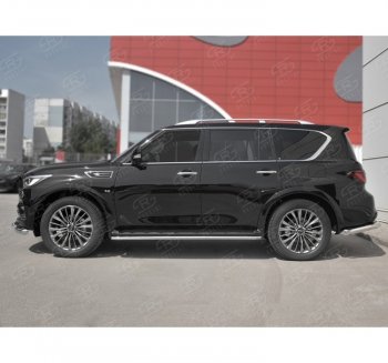 16 549 р. Защита порогов (Ø42 мм, нержавейка) SLITKOFF INFINITI QX80 Z62 2-ой рестайлинг (2018-2024)  с доставкой в г. Кемерово. Увеличить фотографию 3