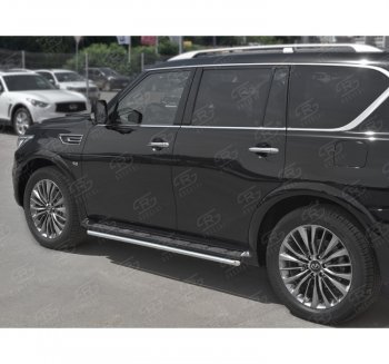 14 999 р. Защита порогов (Ø42 мм, нержавейка) SLITKOFF INFINITI QX80 Z62 2-ой рестайлинг (2018-2024)  с доставкой в г. Кемерово. Увеличить фотографию 2