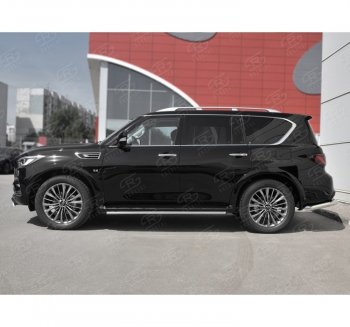 14 999 р. Защита порогов (Ø42 мм, нержавейка) SLITKOFF INFINITI QX80 Z62 2-ой рестайлинг (2018-2024)  с доставкой в г. Кемерово. Увеличить фотографию 3