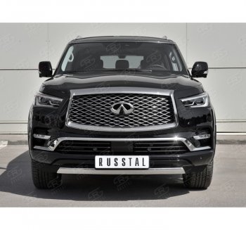 13 999 р. Защита переднего бампера (Ø75х42 мм, нержавейка) Russtal INFINITI QX80 Z62 2-ой рестайлинг (2018-2024)  с доставкой в г. Кемерово. Увеличить фотографию 4