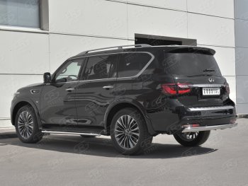 15 499 р. Защита заднего бампера (Ø75х42 мм, нержавейка) Russtal INFINITI QX80 Z62 2-ой рестайлинг (2018-2024)  с доставкой в г. Кемерово. Увеличить фотографию 2