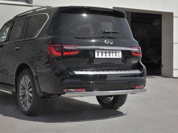 15 499 р. Защита заднего бампера (Ø75х42 мм, нержавейка) Russtal INFINITI QX80 Z62 2-ой рестайлинг (2018-2024)  с доставкой в г. Кемерово. Увеличить фотографию 4