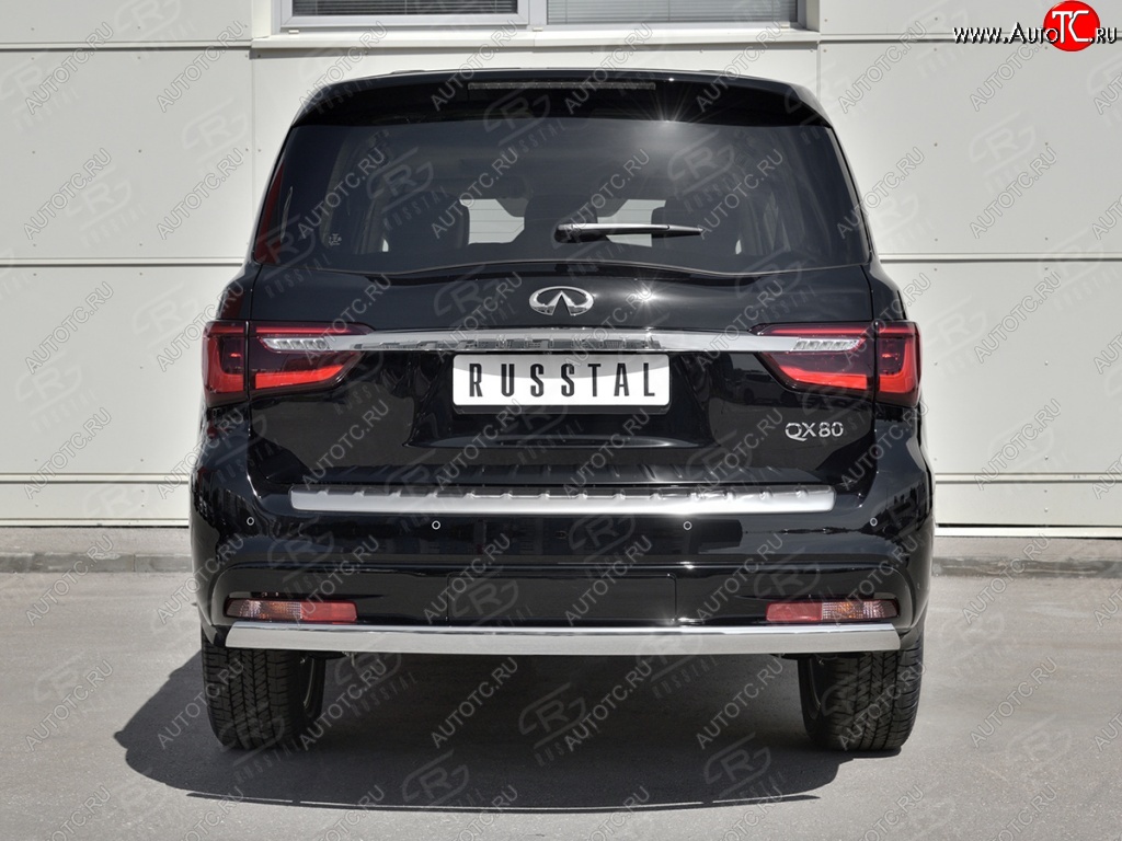15 499 р. Защита заднего бампера (Ø75х42 мм, нержавейка) Russtal INFINITI QX80 Z62 2-ой рестайлинг (2018-2024)  с доставкой в г. Кемерово