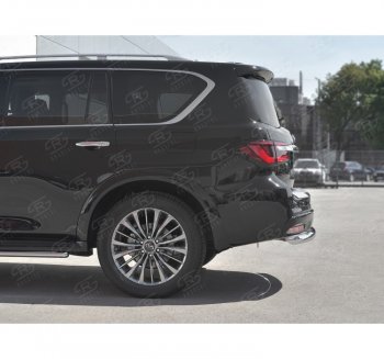 19 999 р. Защита заднего бампера (Ø76 мм, нержавейка) SLITKOFF  INFINITI QX80  Z62 (2018-2024) 2-ой рестайлинг  с доставкой в г. Кемерово. Увеличить фотографию 2