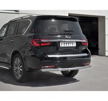 19 999 р. Защита заднего бампера (Ø76 мм, нержавейка) SLITKOFF  INFINITI QX80  Z62 (2018-2024) 2-ой рестайлинг  с доставкой в г. Кемерово. Увеличить фотографию 3