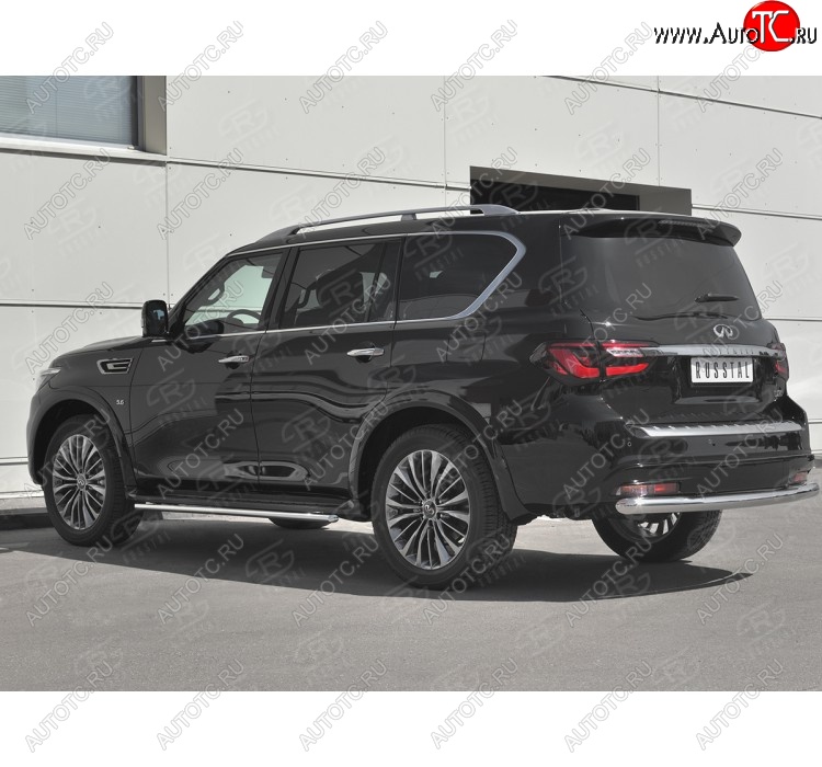 19 999 р. Защита заднего бампера (Ø76 мм, нержавейка) SLITKOFF  INFINITI QX80  Z62 (2018-2024) 2-ой рестайлинг  с доставкой в г. Кемерово