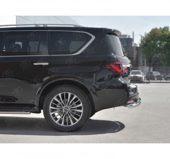 21 549 р. Защита заднего бампера (2 трубы Ø76 и 42 мм, нержавейка) SLITKOFF  INFINITI QX80  Z62 (2018-2024) 2-ой рестайлинг  с доставкой в г. Кемерово. Увеличить фотографию 2