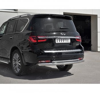 21 549 р. Защита заднего бампера (2 трубы Ø76 и 42 мм, нержавейка) SLITKOFF  INFINITI QX80  Z62 (2018-2024) 2-ой рестайлинг  с доставкой в г. Кемерово. Увеличить фотографию 3