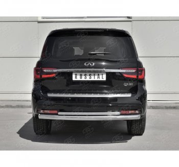 21 549 р. Защита заднего бампера (2 трубы Ø76 и 42 мм, нержавейка) SLITKOFF  INFINITI QX80  Z62 (2018-2024) 2-ой рестайлинг  с доставкой в г. Кемерово. Увеличить фотографию 4