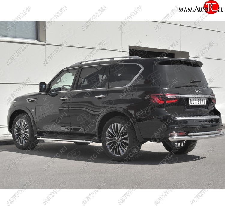 21 549 р. Защита заднего бампера (2 трубы Ø76 и 42 мм, нержавейка) SLITKOFF  INFINITI QX80  Z62 (2018-2024) 2-ой рестайлинг  с доставкой в г. Кемерово