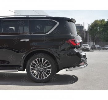 15 749 р. Защита заднего бампера (Ø76 мм, нержавейка) SLITKOFF  INFINITI QX80  Z62 (2018-2024) 2-ой рестайлинг  с доставкой в г. Кемерово. Увеличить фотографию 2