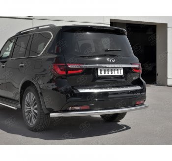 15 749 р. Защита заднего бампера (Ø76 мм, нержавейка) SLITKOFF  INFINITI QX80  Z62 (2018-2024) 2-ой рестайлинг  с доставкой в г. Кемерово. Увеличить фотографию 3