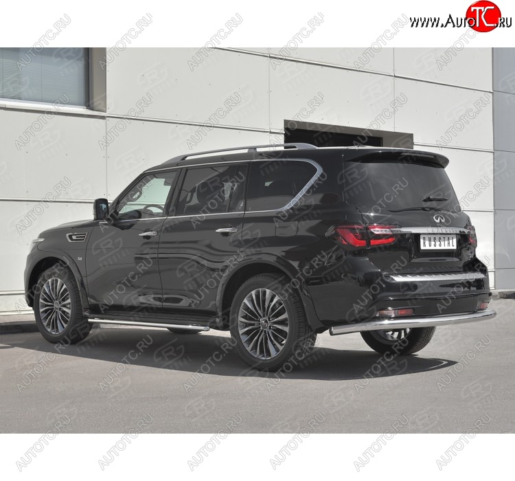 15 749 р. Защита заднего бампера (Ø76 мм, нержавейка) SLITKOFF  INFINITI QX80  Z62 (2018-2024) 2-ой рестайлинг  с доставкой в г. Кемерово