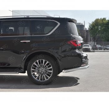 16 849 р. Защита заднего бампера (Ø76 мм уголки, нержавейка) SLITKOFF  INFINITI QX80  Z62 (2018-2024) 2-ой рестайлинг  с доставкой в г. Кемерово. Увеличить фотографию 2